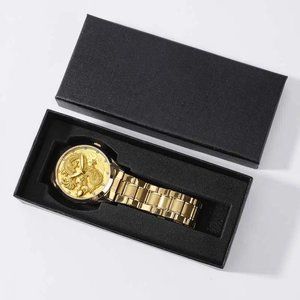 FNGEEN Gold Dragon with Crystal Accents Waterproof Men's Watch